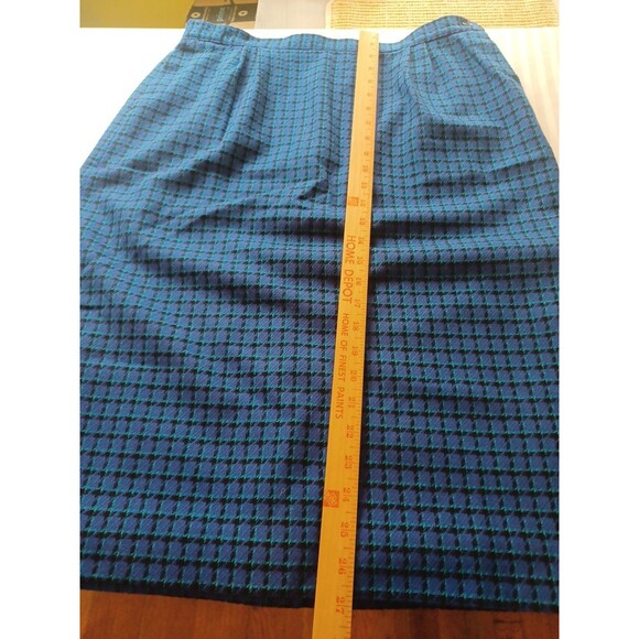 Pendleton vintage classic wool midiskirt 16 blue plaid pockets lined preppy USA - Picture 10 of 10